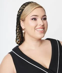 Tatyana Black Crochet Hair Snood