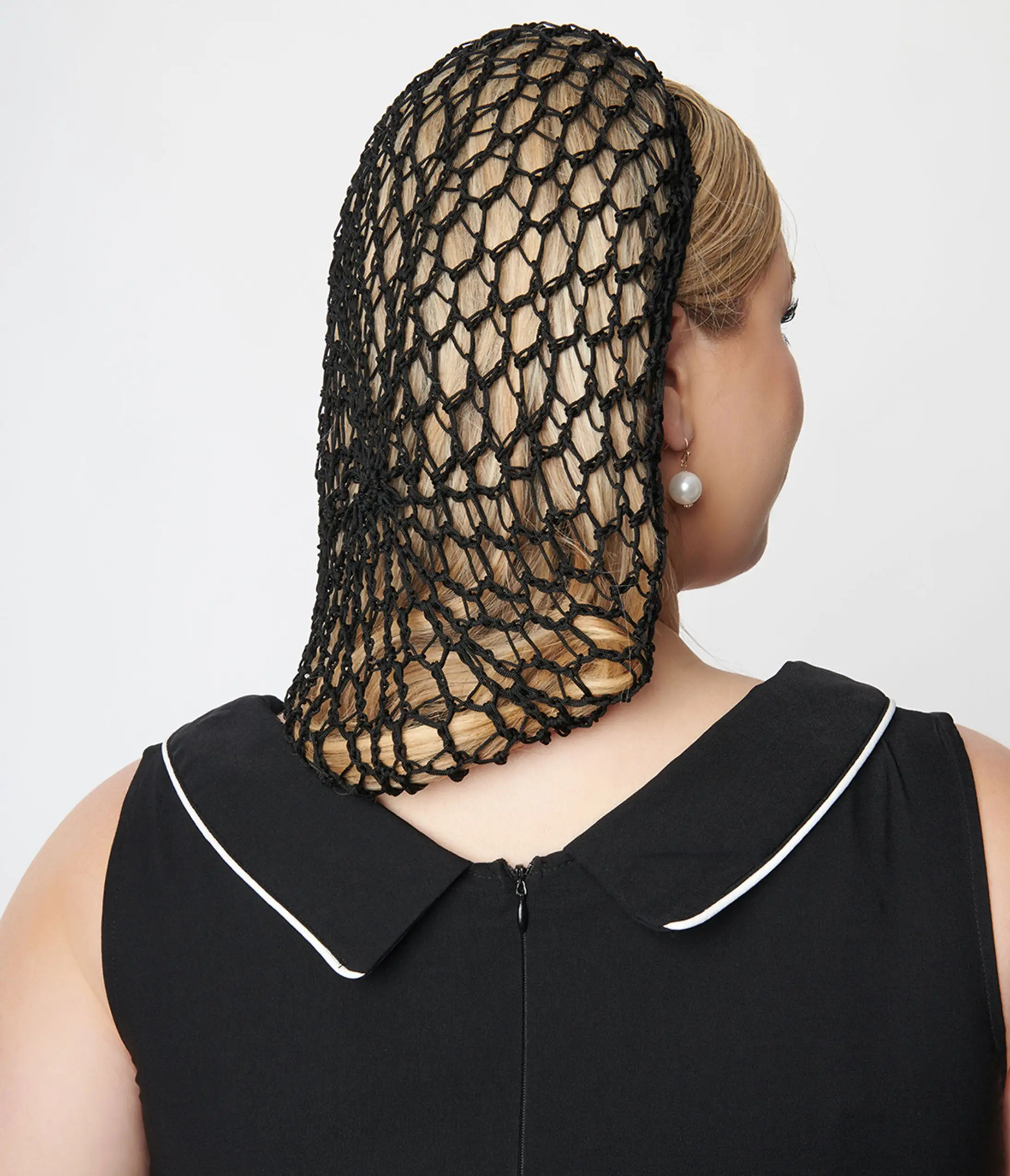 Tatyana Black Crochet Hair Snood - Image 2