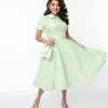 SHEEN Clothing Ltd Lime Green & White Striped Swing Dress