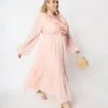 Rose Velvet (FashionGo) Peach Ruffled Maxi Dress