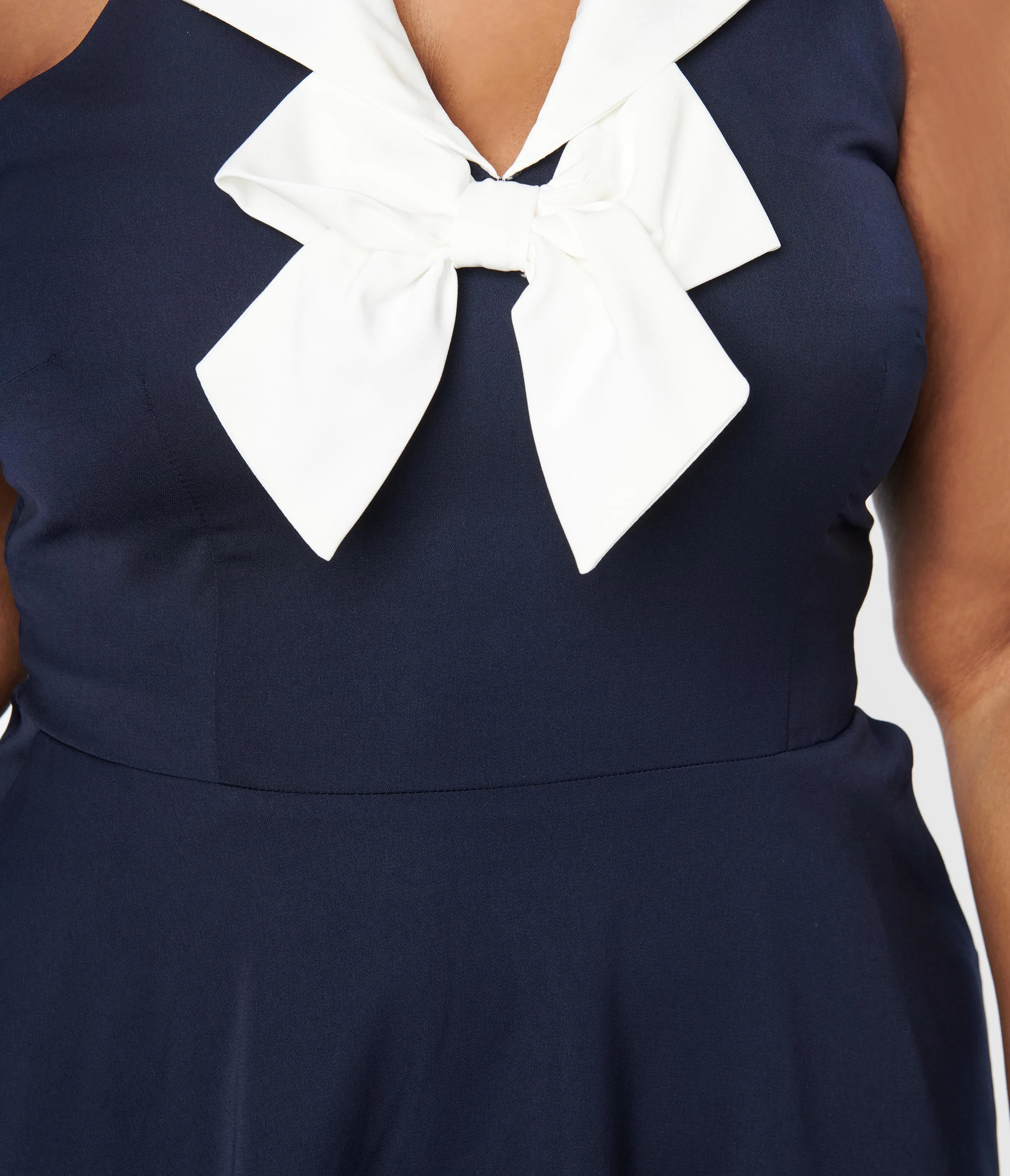 Silver Stop Inc. (Voodoo Vixen) Voodoo Vixen Navy Nautical Halter Fit & Flare Dress - Image 3