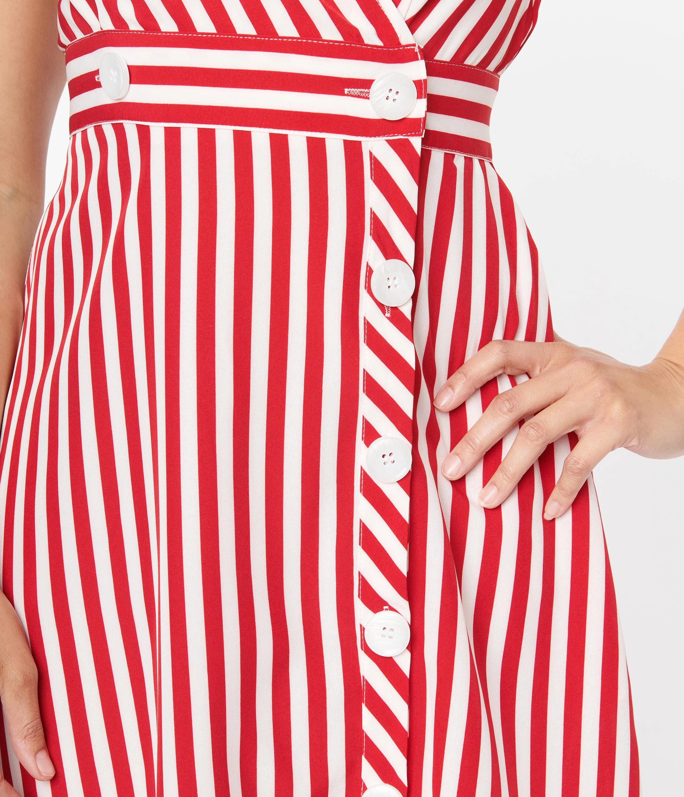 Silver Stop Inc. (Voodoo Vixen) Voodoo Vixen Red & White Striped Flare Dress - Image 3