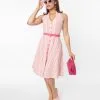 Silver Stop Inc. (Voodoo Vixen) Voodoo Vixen Pink Striped Halter Swing Dress