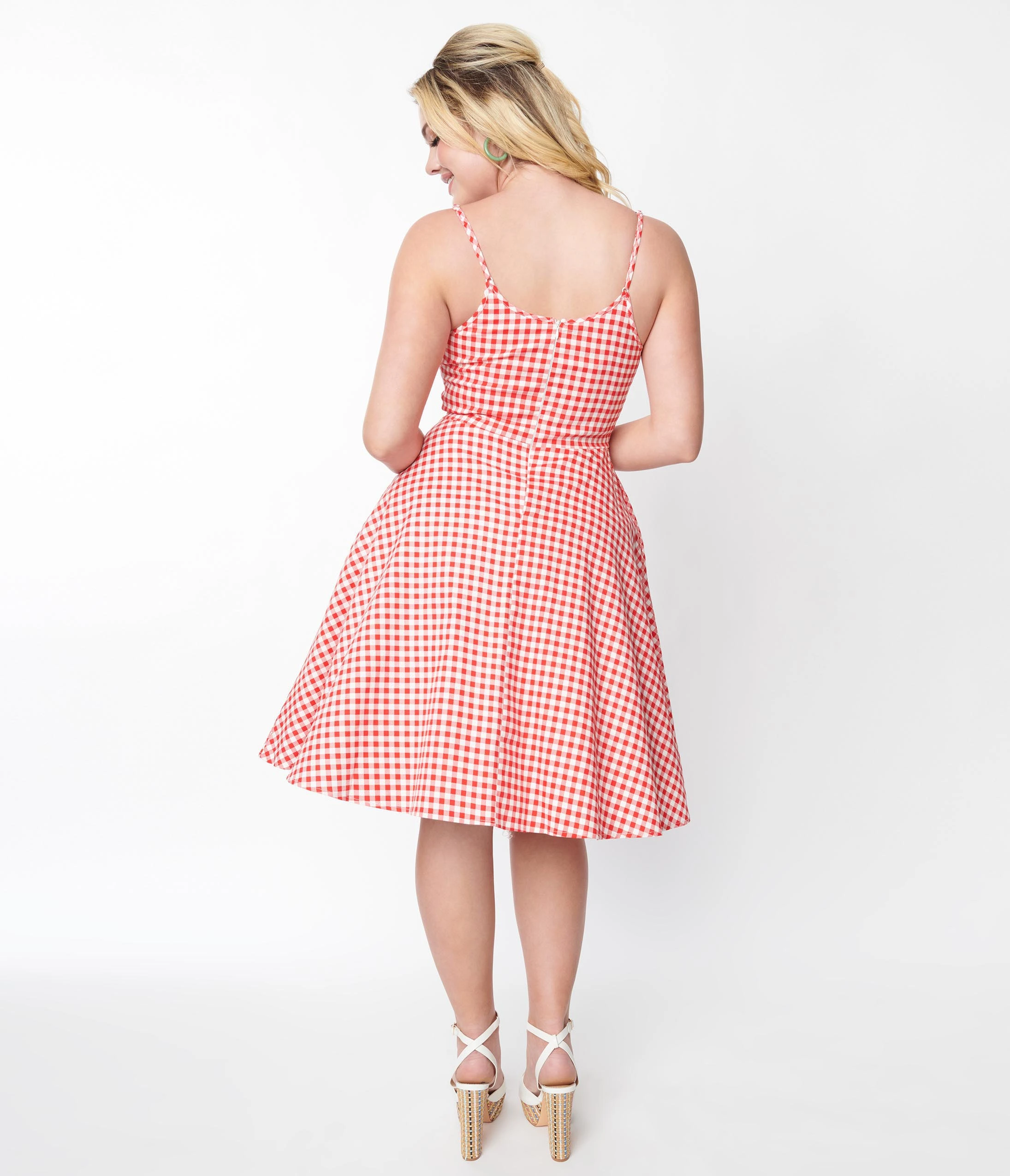 Silver Stop Inc. (Voodoo Vixen) Voodoo Vixen 1950s Style Red & White Gingham Daisy Dolly Swing Dress - Image 3