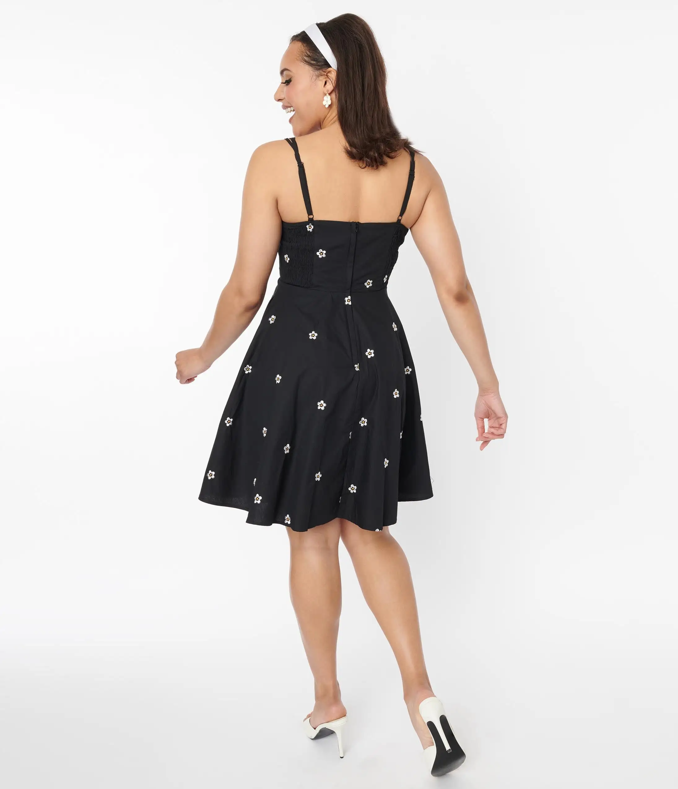 Silver Stop Inc. (Voodoo Vixen) Voodoo Vixen Black & White Daisy Fit & Flare Dress - Image 3