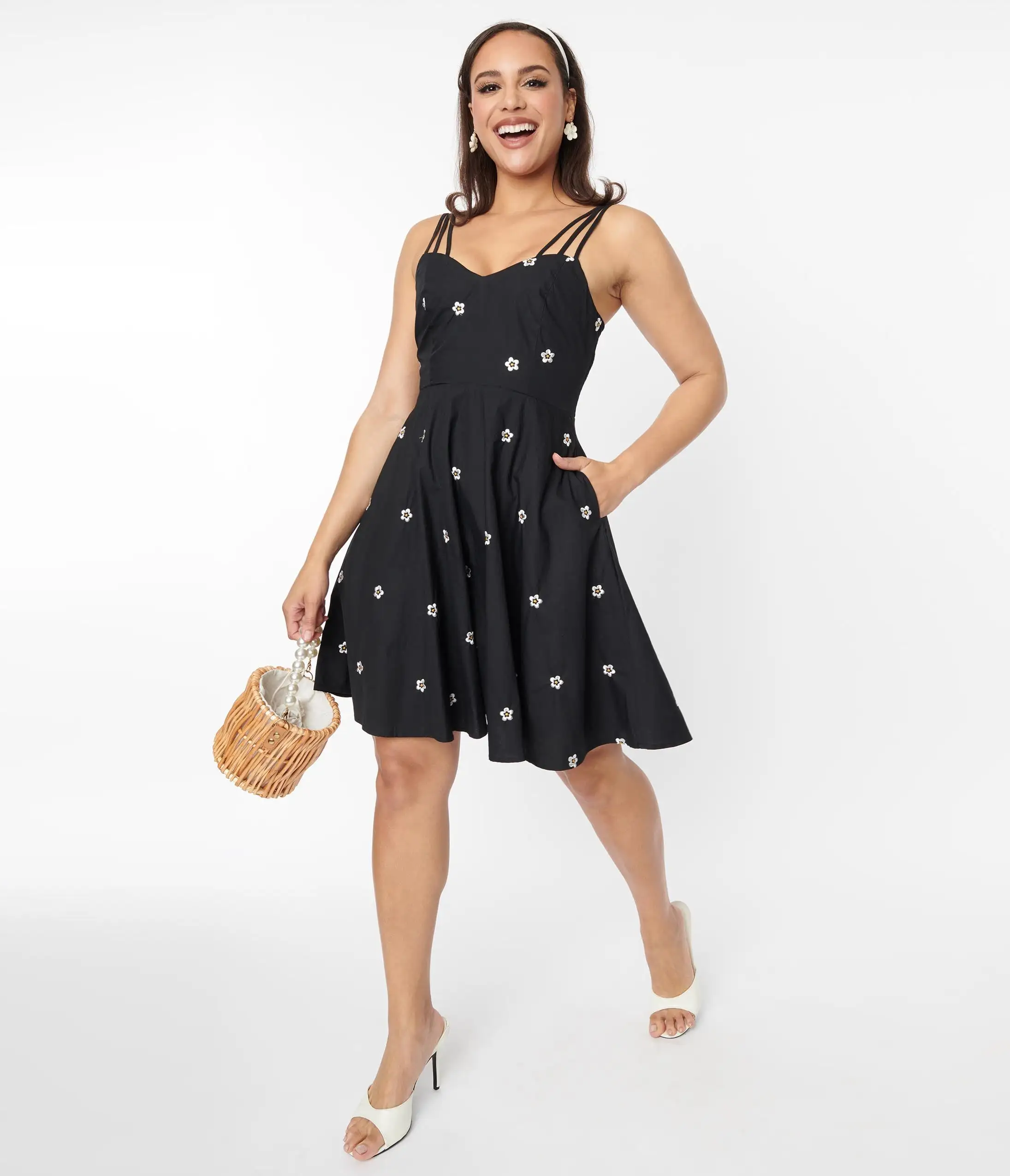 Silver Stop Inc. (Voodoo Vixen) Voodoo Vixen Black & White Daisy Fit & Flare Dress - Image 5