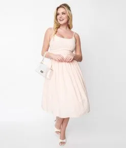 Tatyana Peach & White Gingham Sandra Swing Dress