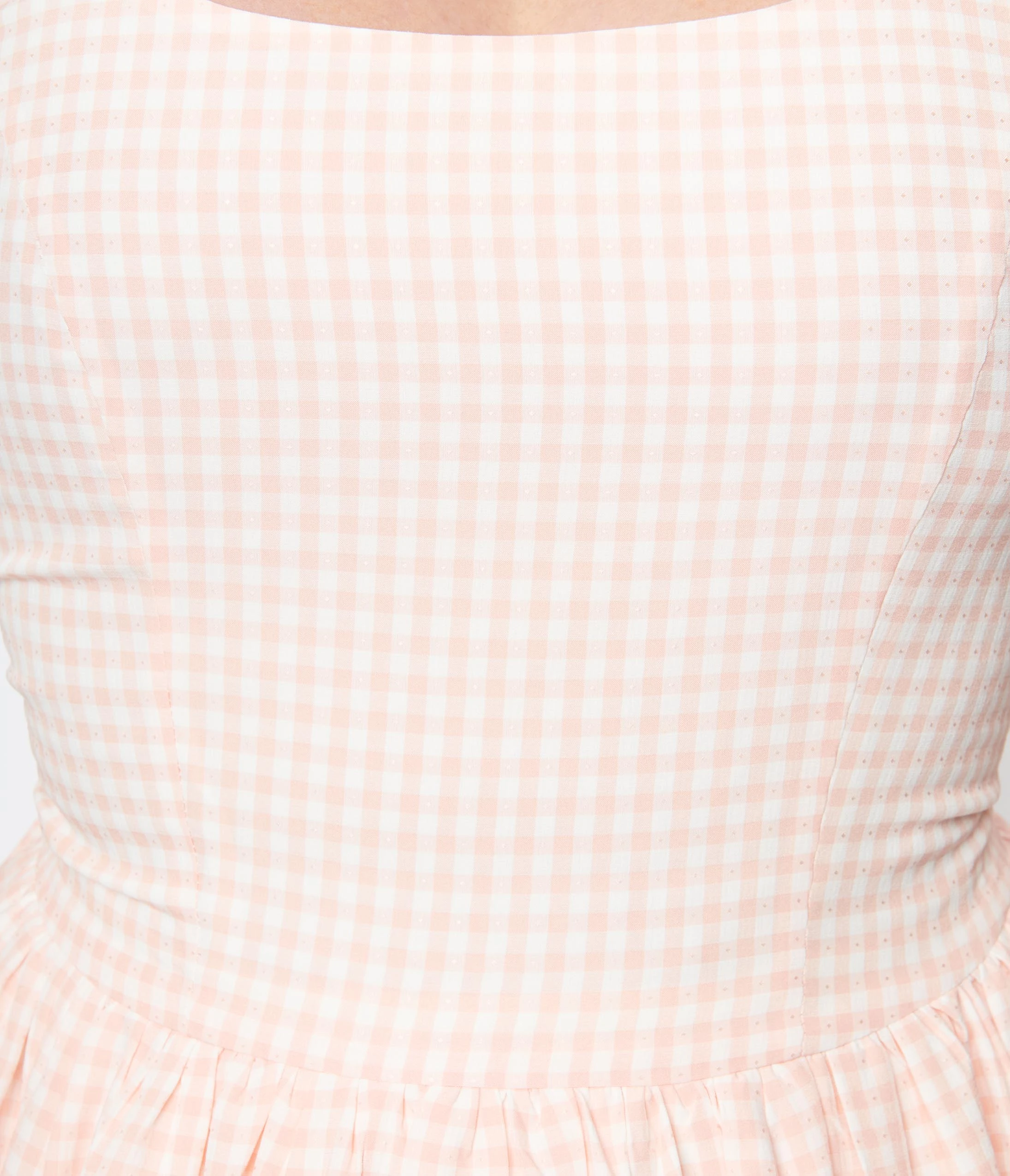 Tatyana Peach & White Gingham Sandra Swing Dress - Image 2
