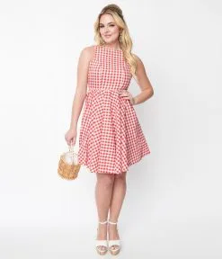 Atixo GmbH (Belsira) (Faire) Red & White Gingham Swing Dress