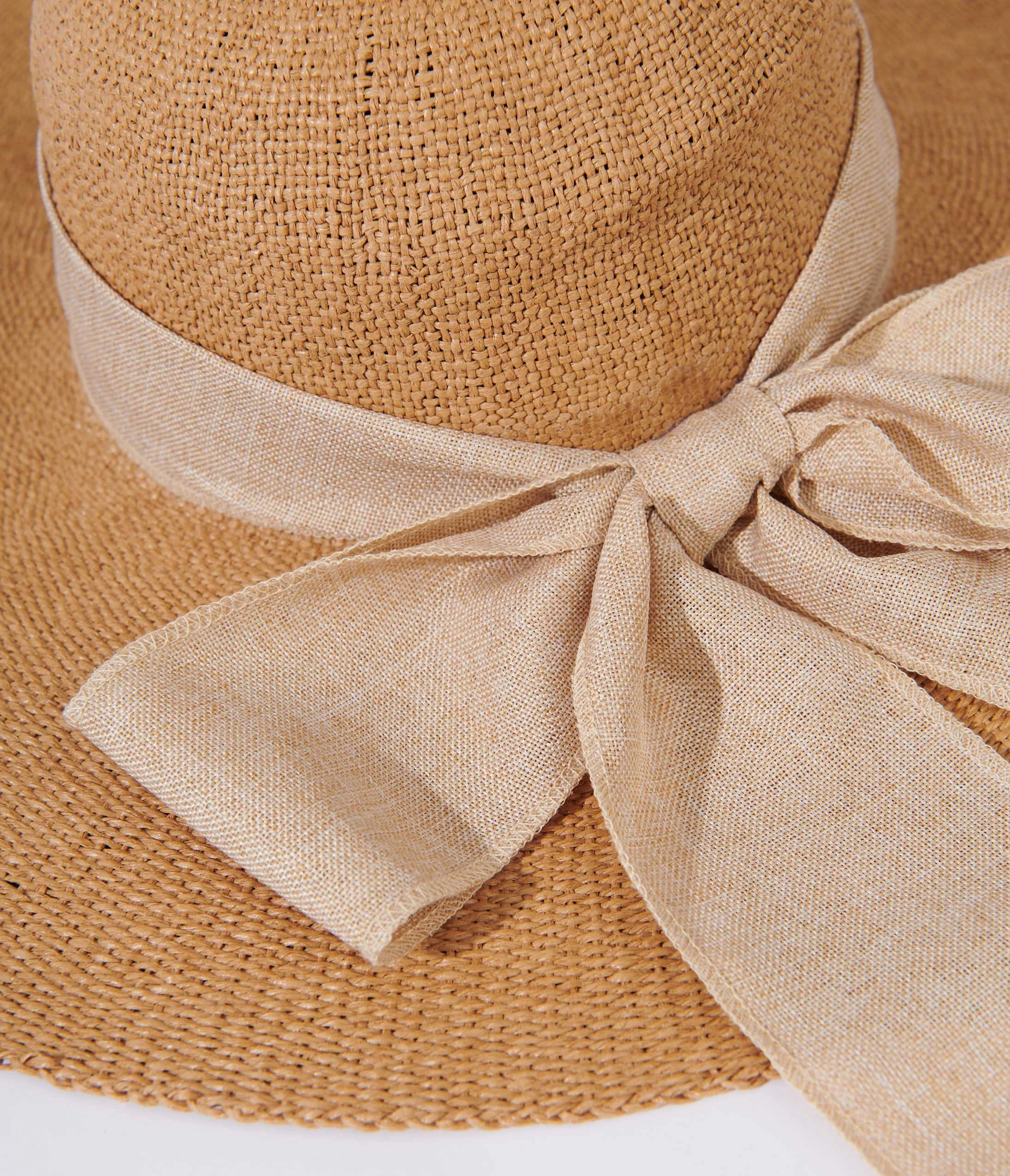 Jeanne Simmons Accessories Tan & Beige Bow Toyo Braid Sun Hat - Image 2