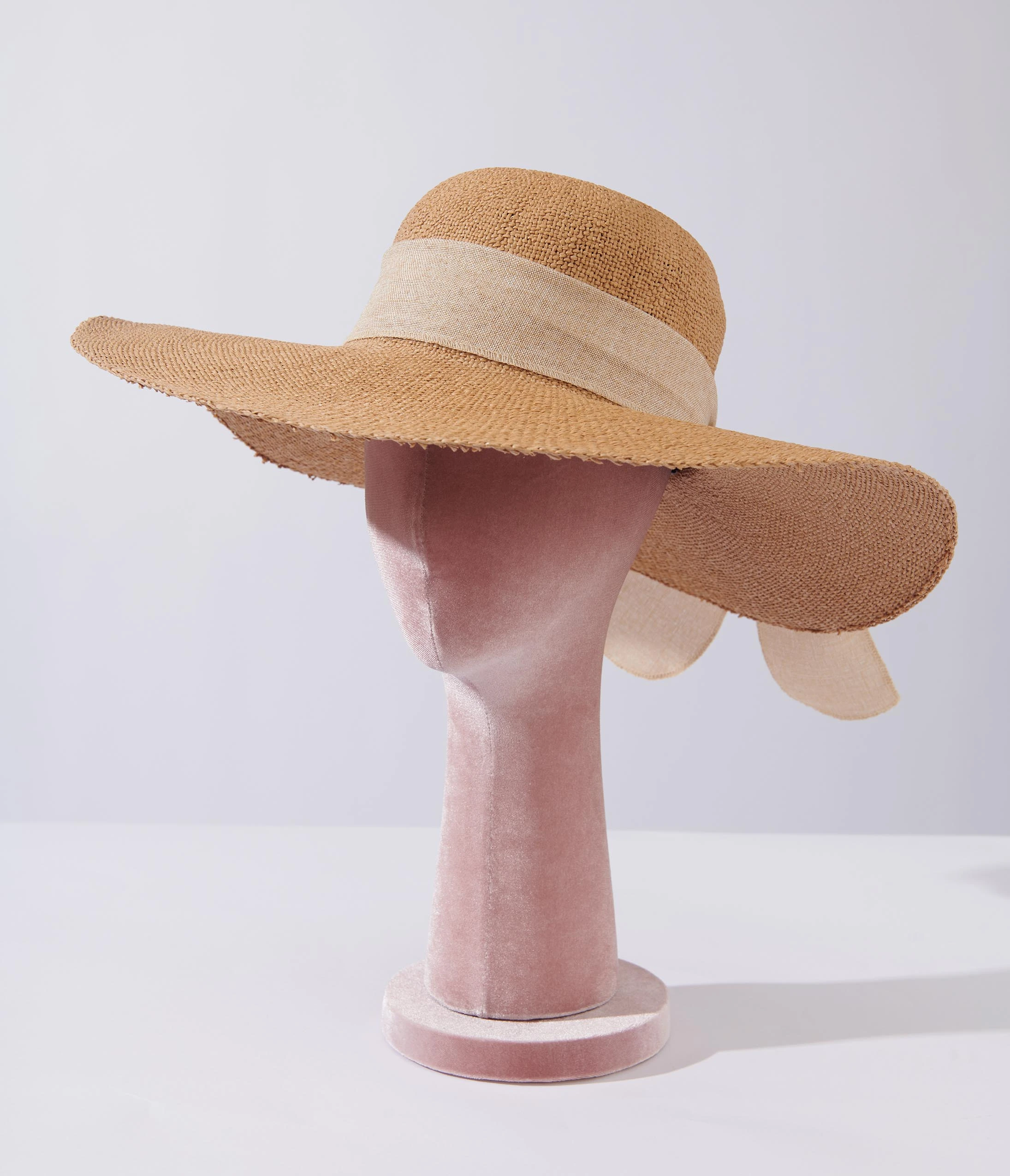 Jeanne Simmons Accessories Tan & Beige Bow Toyo Braid Sun Hat - Image 3
