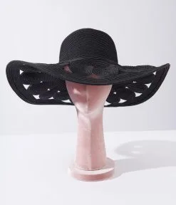 Jeanne Simmons Accessories Black Circular Cut Out Sun Hat