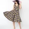 SHEEN Clothing Ltd Black Floral Ria Swing Dress