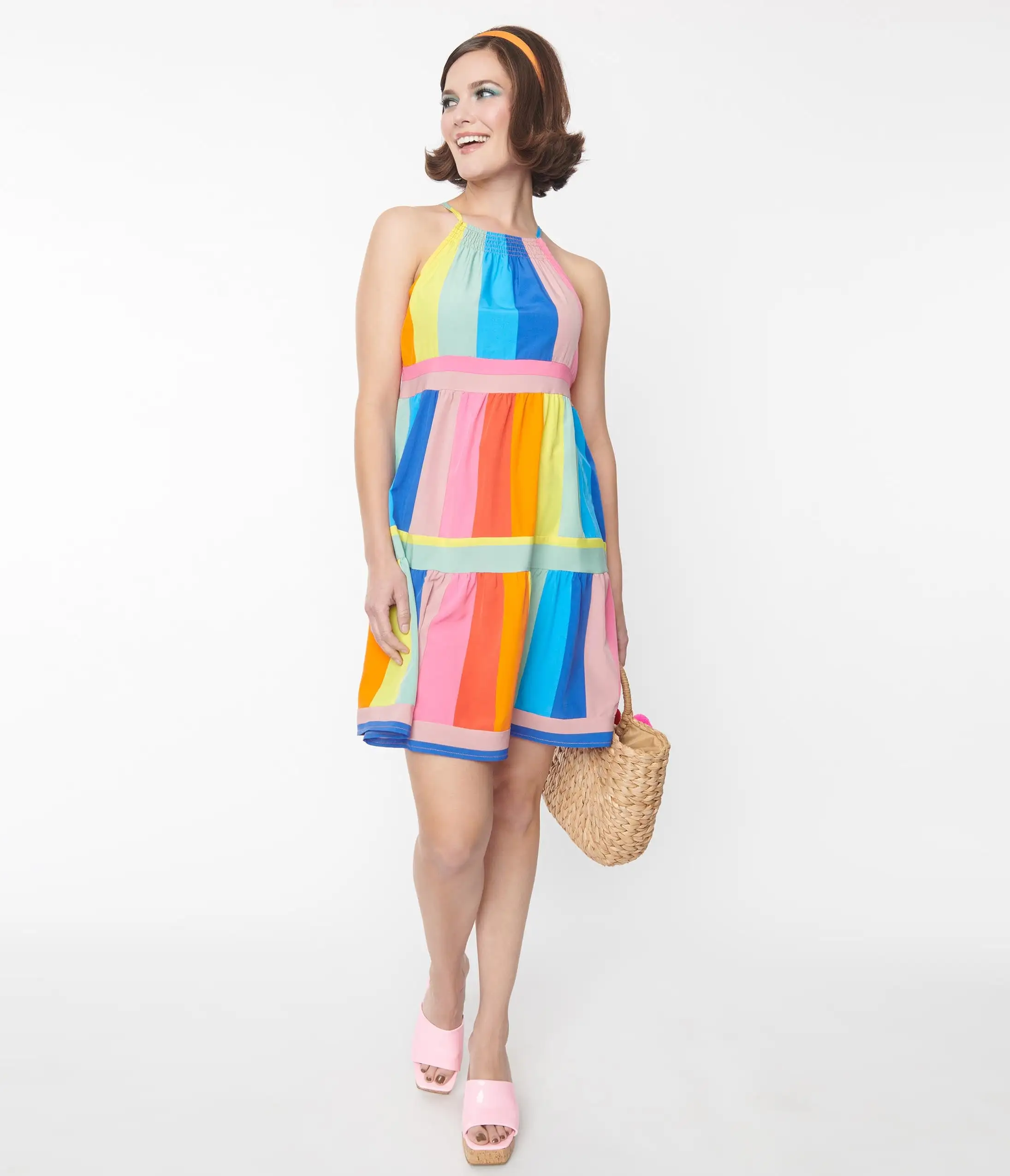 Vanilla Monkey (Faire) Rainbow Striped Shift Dress