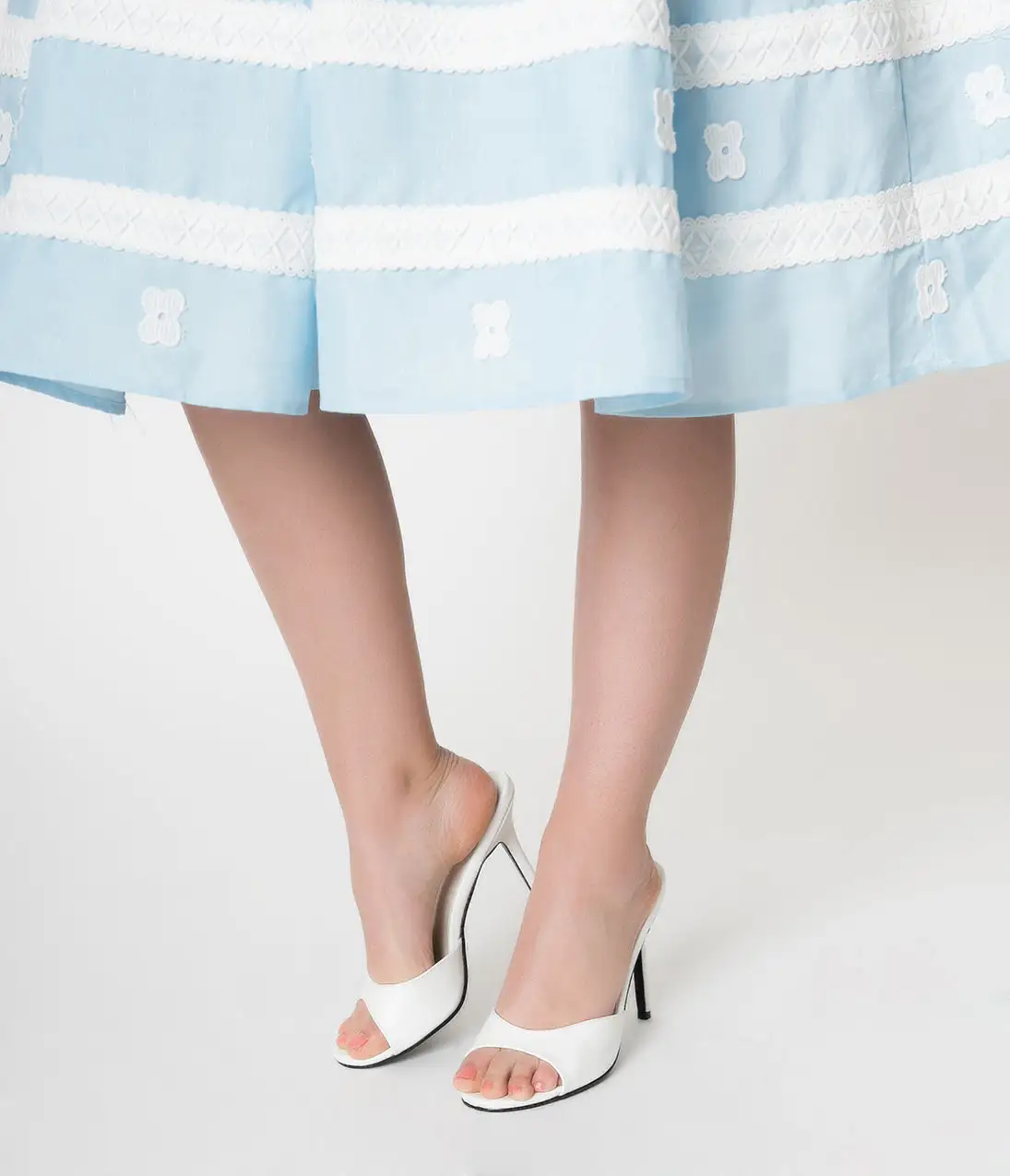 PLEASER White Matte Leatherette Peep Toe Slip On Heels - Image 2